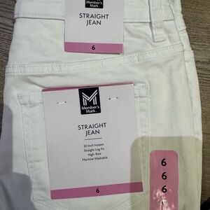 Member's Mark White Straight Leg Jeans - High-Rise Comfort